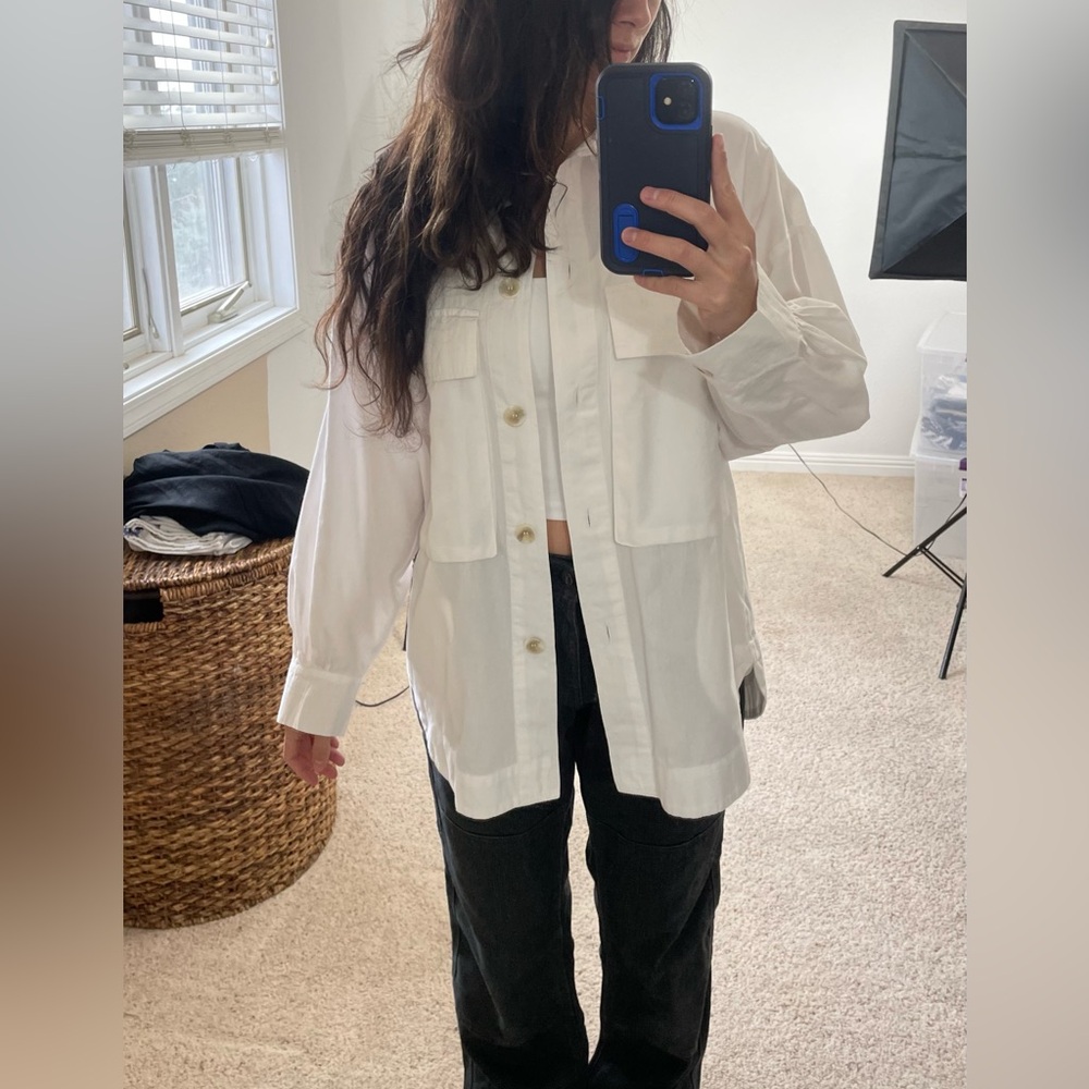 White Button-Up Shirt 100% Cotton - Picture 5 of 6